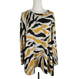 BAR By Melis Kozan XL Tiger Stripe Lightweight Sweater Yellow Black Comfy